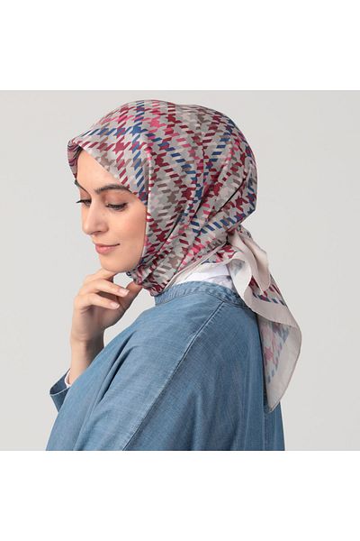 ipekistanbul Βαμβακερό μεταξωτό φουλάρι - Μοτίβο Houndstooth - Πούδρα