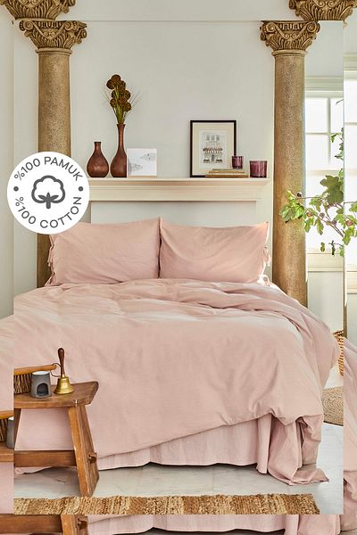 Karaca Home Set cuvertură de pilota dublă 4 Element Blush 100% bumbac Water Soil