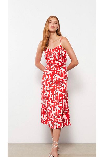 LC Waikiki Patterned Heart Collar Strap Women's Dress