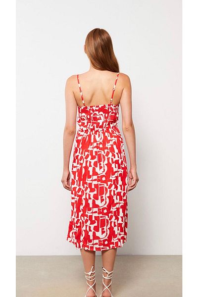 LC Waikiki Patterned Heart Collar Strap Women's Dress