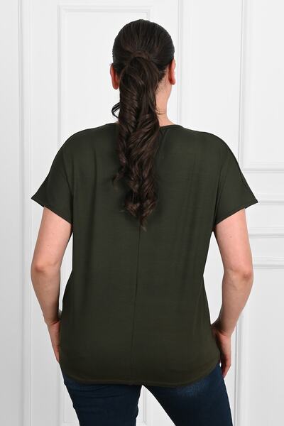 Koza Butik Women's V-neck Large Size T-shirt 1486-23