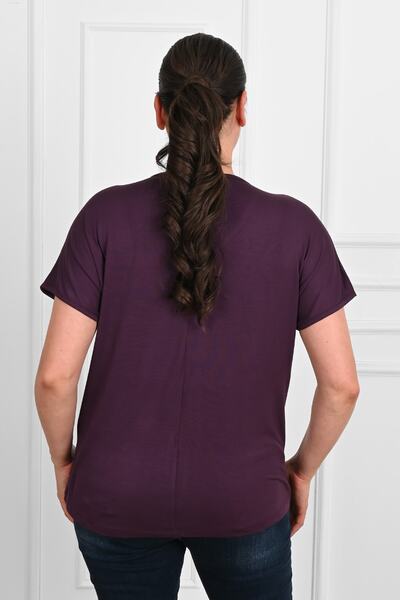 Koza Butik Women's V-neck Large Size T-shirt 1486-23