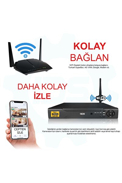 IDS 2 Kameralı Set - 5mp Lensli Fullhd Gece Görüşlü Güvenlik Kamerası Sistemi - 2021-set2-250gb