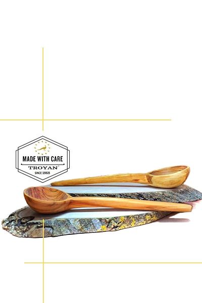 TROYA Handmade Olive Wood 34 Cm-29 Cm Large Size Double Ladle Set 1stClassroom HandcraftedUltra Quality