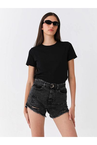 LC Waikiki Lcw Jeans Damen Jeans-Shorts mit Ripp-Detail im Standard-Fit