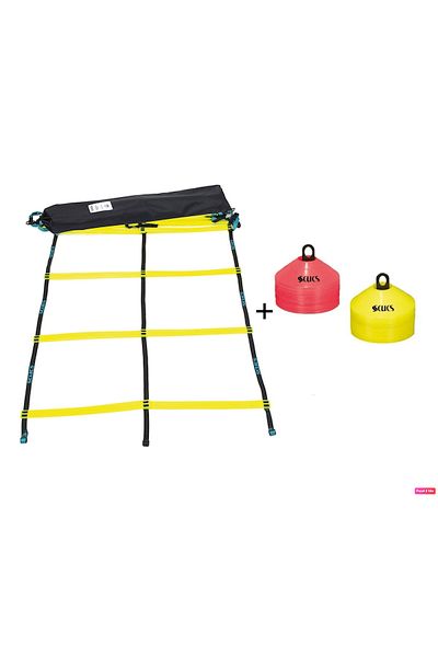 SCUCS Scx-1125 Training Ladder 4 M with Double Bag + 20-Piece Training Bowl (10 Yellow 10 Red)