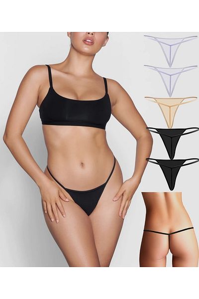 GECKO COLLECTION Women's Panties Thong T-string with String and Elastic Rope 5 Pieces