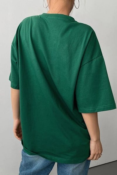 MODAGEN Unisex Green Age Of Steam Printed Oversize T-shirt