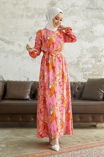 InStyle Lerina Ebruli Belted Dress - Orange