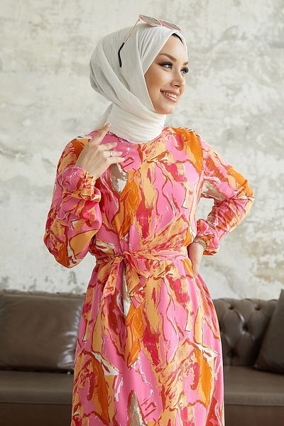 InStyle Lerina Ebruli Belted Dress - Orange