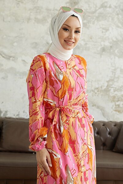 InStyle Lerina Ebruli Belted Dress - Orange