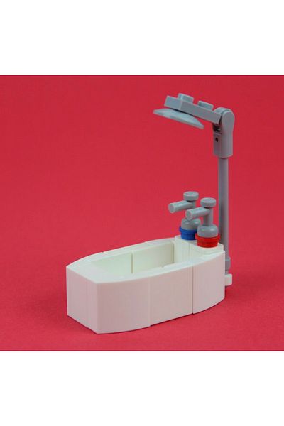 LEGO بناء وحدات المدينة الصغيرة - الملحقات الأصلية، بناء الحمام، حوض الاستحمام الأبيض