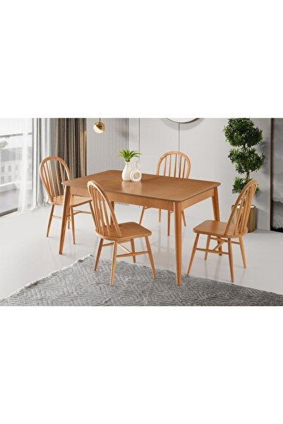Erezogulları Mobilya Zeta Amerikan Ağaç Açılır Yemek Masa Sandalye Takımı 90x140