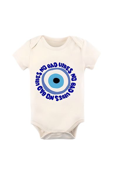 GREY Baby Bodysuit / Baby Bodysuit / Half Sleeve Baby Bodysuit / Printed Baby Bodysuit / Evil Eye Bodysuit