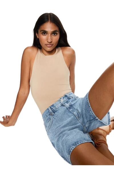 Şahika Gürkan To The Moon & Sun Mavi Düz Kesim Denim Kot Şort