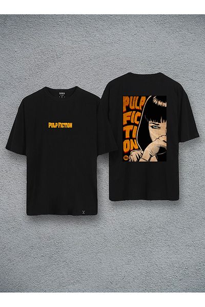Darkia Μπλουζάκι Unisex με στάμπα διπλής όψης με σχέδιο Pulp Fiction μπροστά και πίσω