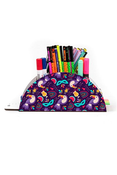 kutuTR Wooden Vip Colorful Animals Rainbow Ruled Desktop Pen Holder Organizer Assembled Boxed