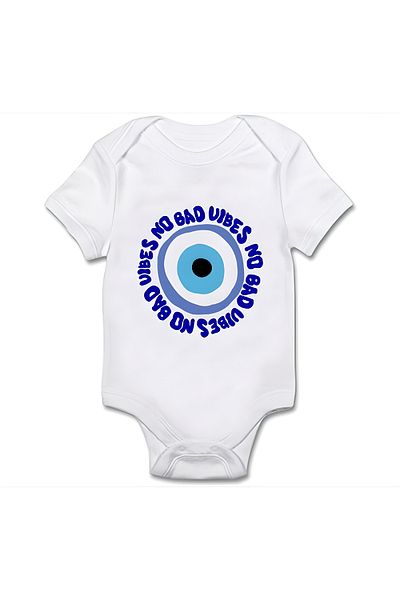 GREY Baby Bodysuit / Baby Bodysuit / Half Sleeve Baby Bodysuit / Printed Baby Bodysuit / Evil Eye Bodysuit