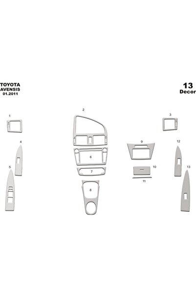 meriç cockpit design ميريتش ®   تويوتا أفينسيس توريدات أمامية ألمنيوم 13 قطعة...