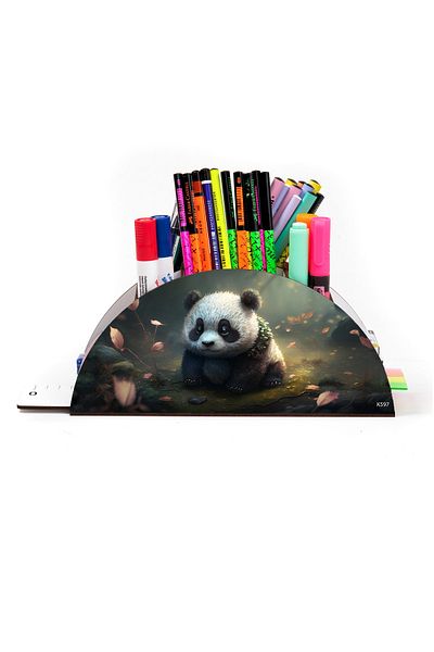 kutuTR Wooden Vip Colorful Animals Rainbow Ruled Desktop Pen Holder Organizer Assembled Boxed