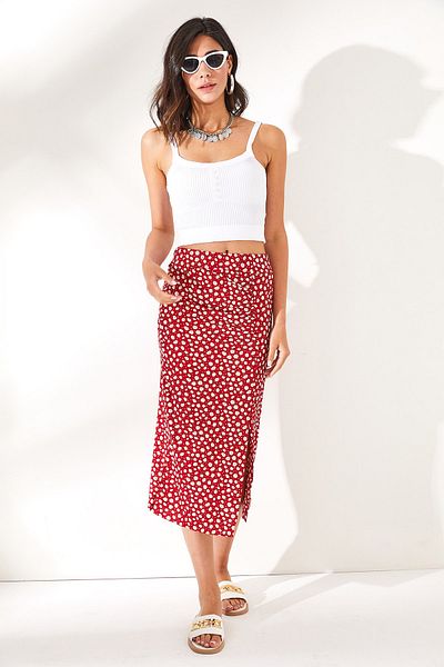 Olalook Жіноча спідниця Daisy Red Her Frosty Orme з розрізами ETK19000202