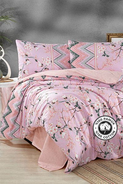 Evlen Home Collection طقم غطاء لحاف أنيق مصنوع من القطن بنسبة 100% مزدوج (4 قطع)