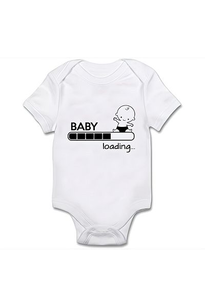 GREY Baby Body / Baby Bodysuit / Half Sleeve Baby Bodysuit / Printed Baby Bodysuit / Pregnancy News Bodysuit