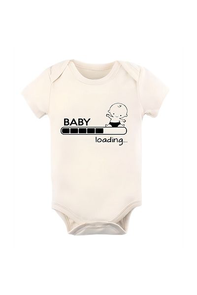 GREY Baby Body / Baby Bodysuit / Half Sleeve Baby Bodysuit / Printed Baby Bodysuit / Pregnancy News Bodysuit