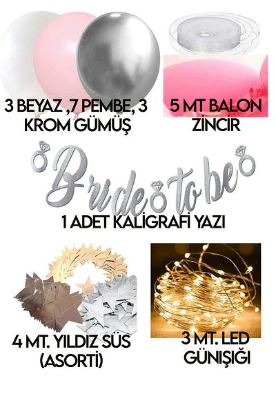 Parti dolabı Bride To Be LED Lighted Chain Balloon Decoration Set Venue Room Bride Bachelorette Party Silver Set