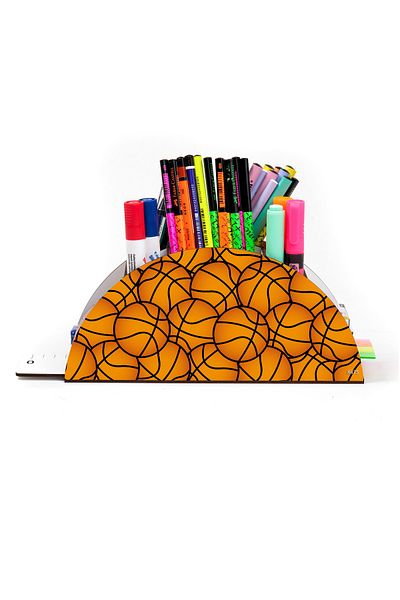 kutuTR Wooden Vip Sports Series Rainbow Ruled Desktop Pen Holder Organizer Assembled Boxed
