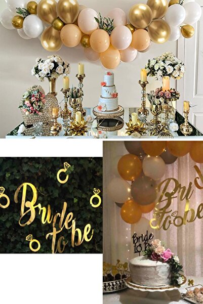Parti dolabı Bride To Be Led Işıklı Zincir Balon Süsleme Seti Mekan Oda Gelin Bekarlığa Veda Partisi Gold Set