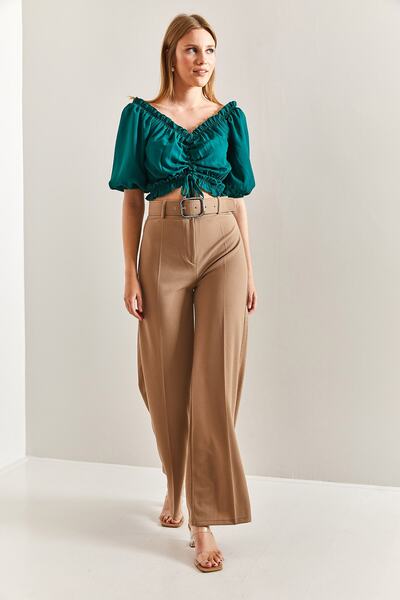 Bianco Lucci Dámské široké kalhoty s páskem