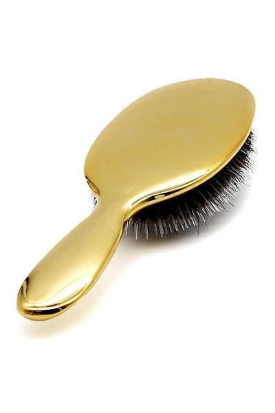 LAND OF MYTH Hair Extension Comb Premium Series Oval Shovel Hair Lightening Combing Brush, Galvanic, Welding (gold)