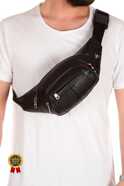 Newish Adelina Unisex Black Shoulder and Waist Bag with Headphone Jack