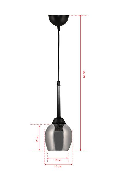 DEDE Single Volga Pendant Lamp Anthracite Black with Smoked Glass