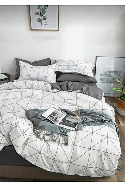 Always Single Double Sided Duvet Cover Set with Elastic Sheet