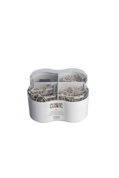 Mas Curvie 3-Piece Office Set - Nickel Paper Clip No:3 - Giant Paper Clip No:5 - Bulk Needle - Pincer