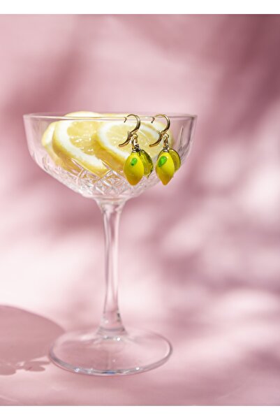 CHARMLUCKY Murano Yapraklı Limon Küpe