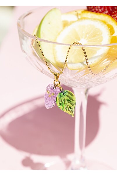 CHARMLUCKY Murano Yapraklı Üzüm Kolye