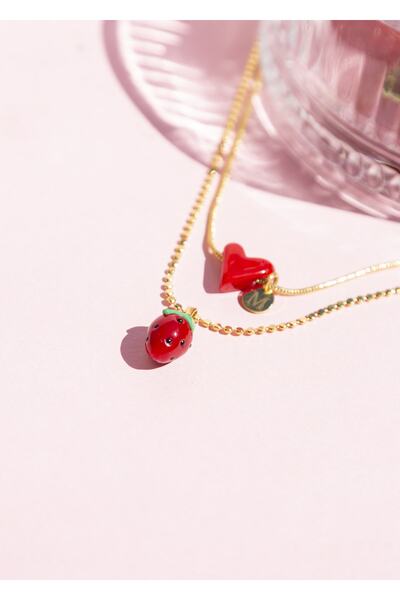 CHARMLUCKY Murano Red Heart - Strawberry Necklace