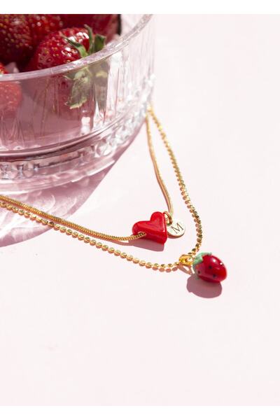CHARMLUCKY Murano Red Heart - Strawberry Necklace