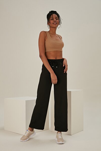 Thin Shop Casual Black Palazzo Comfort Colección - Lace-Up Trousers