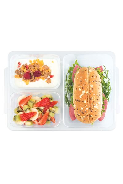 Melkan Home 3 Compartment Storage Container Transparent Lunch Box Portable Lunch Box with Lid Storage Box
