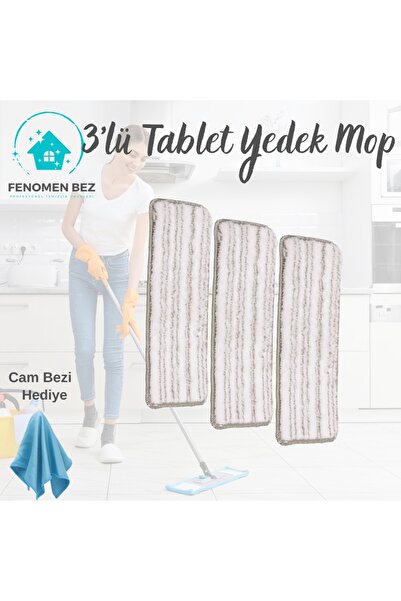 Fenomen Temizlik 3'lü Fenomen Kare Mikro Tüylü Tablet Mop Yedeği