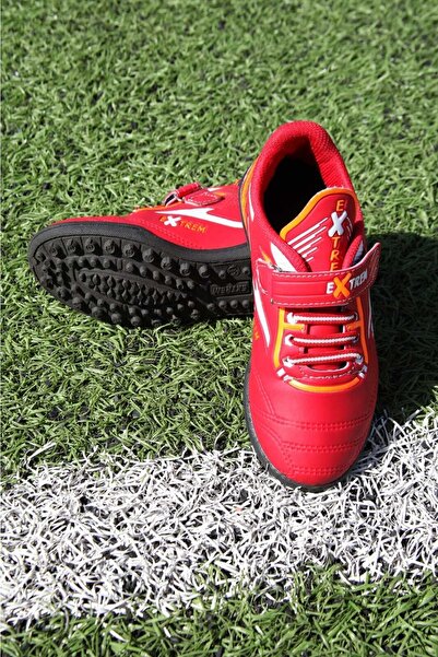 DÜNYA MAĞAZA Young Children's Light Red Black Sole Velcro Astroturf Field Shoes Cleats Extrem