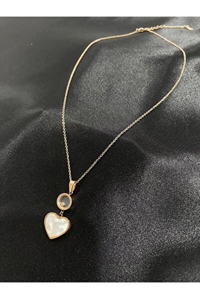 Aashiv's Collection Women's Rose White Heart Bijouterie Necklace