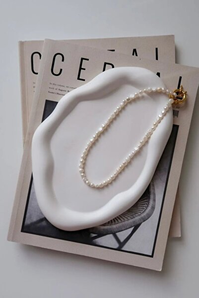 Havalı Tasarım Cloud Look Oval Decorative Plate White