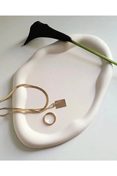 Havalı Tasarım Cloud Look Oval Decorative Plate White