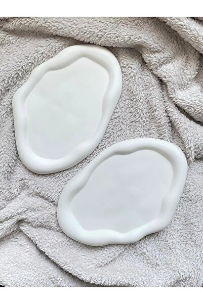 Havalı Tasarım Cloud Look Oval Decorative Plate White