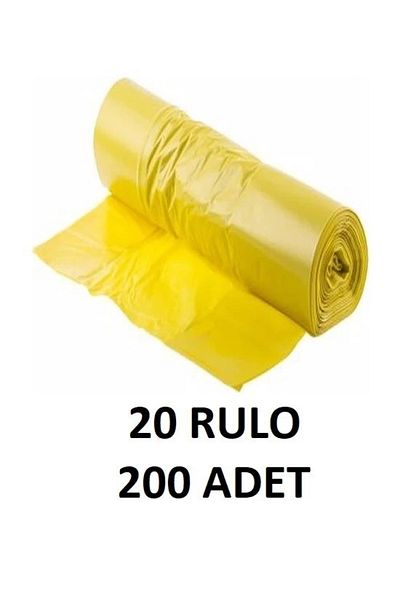 EFTAPLAST 80X110 Jumbo Roll Garbage Bag 300Gr 20 Rolls-200 Pieces (Yellow)